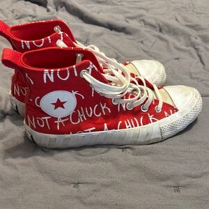Converse Red and White High-Top Sneakers with Star Logo